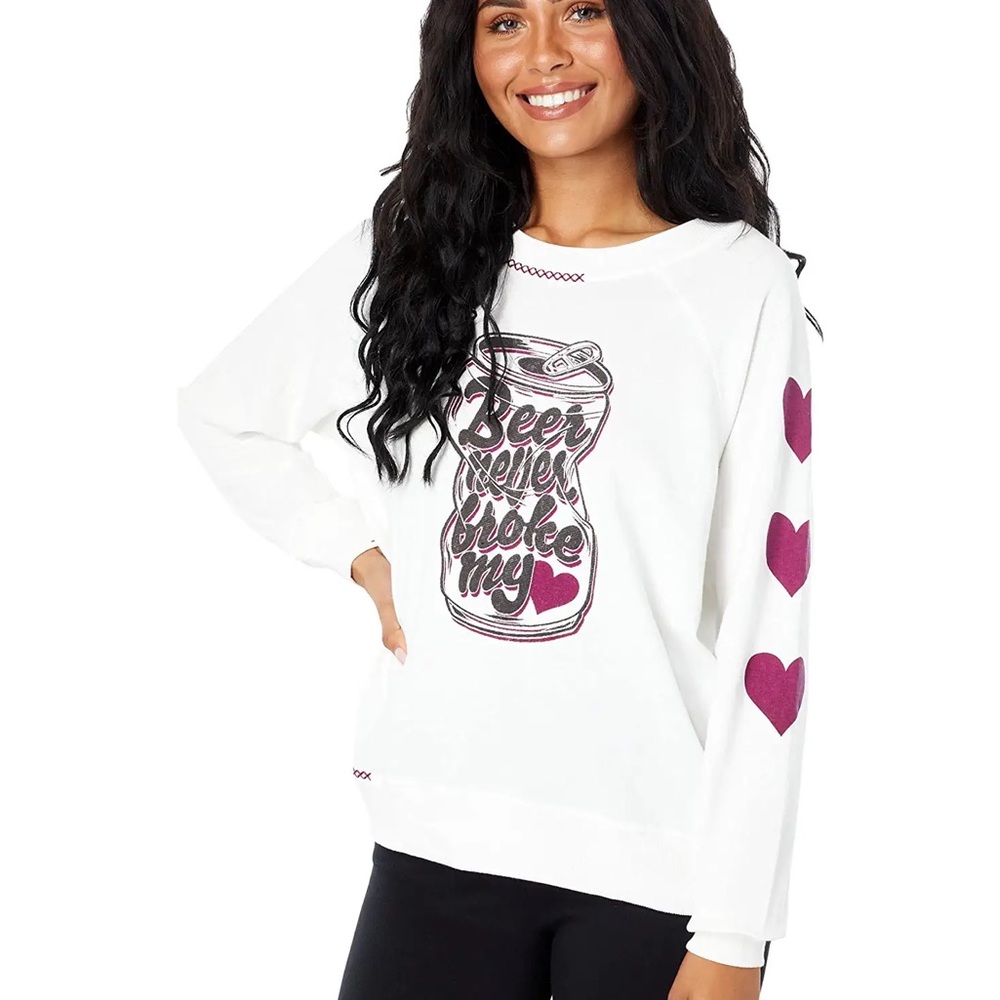 NEW IN PACKAGE- WILDFOX Beer Never Broke My Heart Broken Hearted Sweatsh…